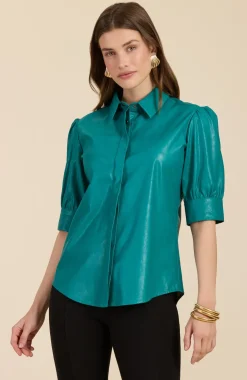 Clearance Alice Vegan Leather Shirt In Deep Blouses