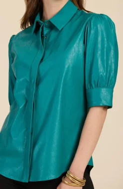 Clearance Alice Vegan Leather Shirt In Deep Blouses