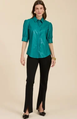 Clearance Alice Vegan Leather Shirt In Deep Blouses