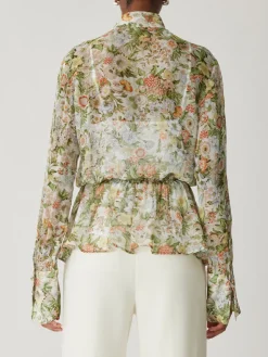 Clearance All Over Floral On Viscose Chiffon Tie Front Blouse In Blouses