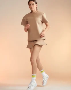 Outlet Bonded Mini Skirt In Tan Skirts