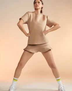 Outlet Bonded Mini Skirt In Tan Skirts