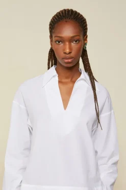 Fashion Button Detailed Cotton Poplin Shirt In Blouses