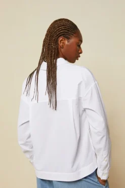 Fashion Button Detailed Cotton Poplin Shirt In Blouses