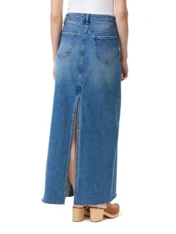 Clearance Button Down Maxi Denim Skirt In Denim|Skirts