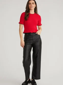 Clearance Caroline Tipped Ruffle Knit Pullover In Sweaters