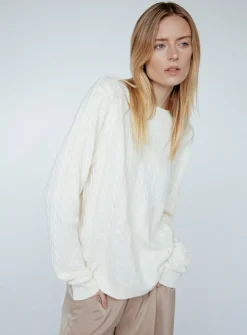 Discount Cashmere Braided Crew Sweater In Sweaters