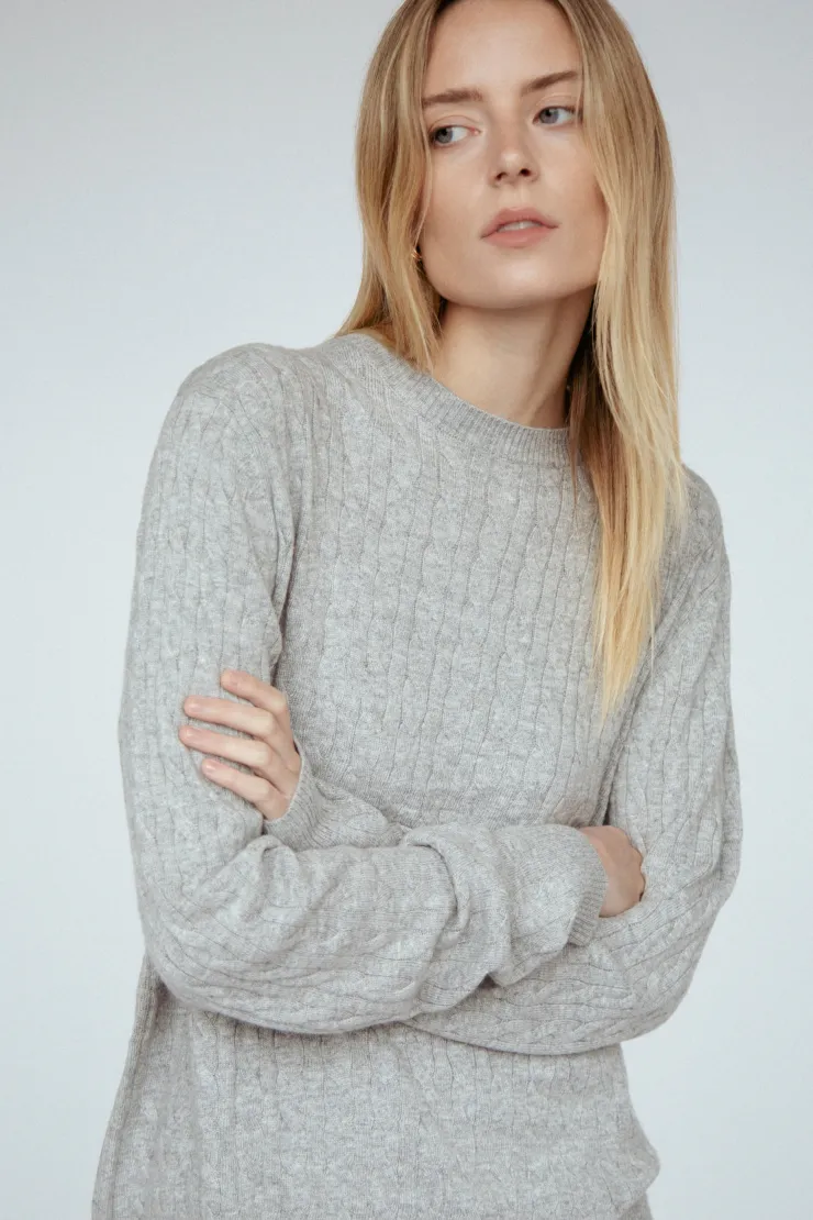 Online Cashmere Braided Crew Sweater In Sweaters