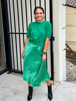 Discount Cashmere Puff Sleeve Sweater In Green Sweaters|Shop All Matching Sets