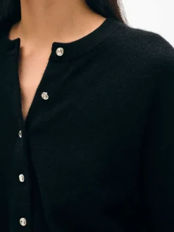 Fashion Cashmere Rhinestone Button Sweater Cardigan In Sweaters