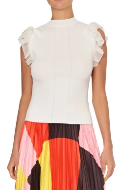 New Chiffon Flutter Sleeve Top In Sweaters