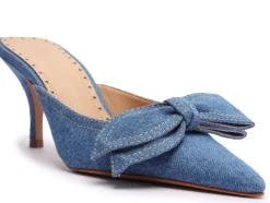 Clearance Claire Bow Slide Heel In Denim Denim|Heels