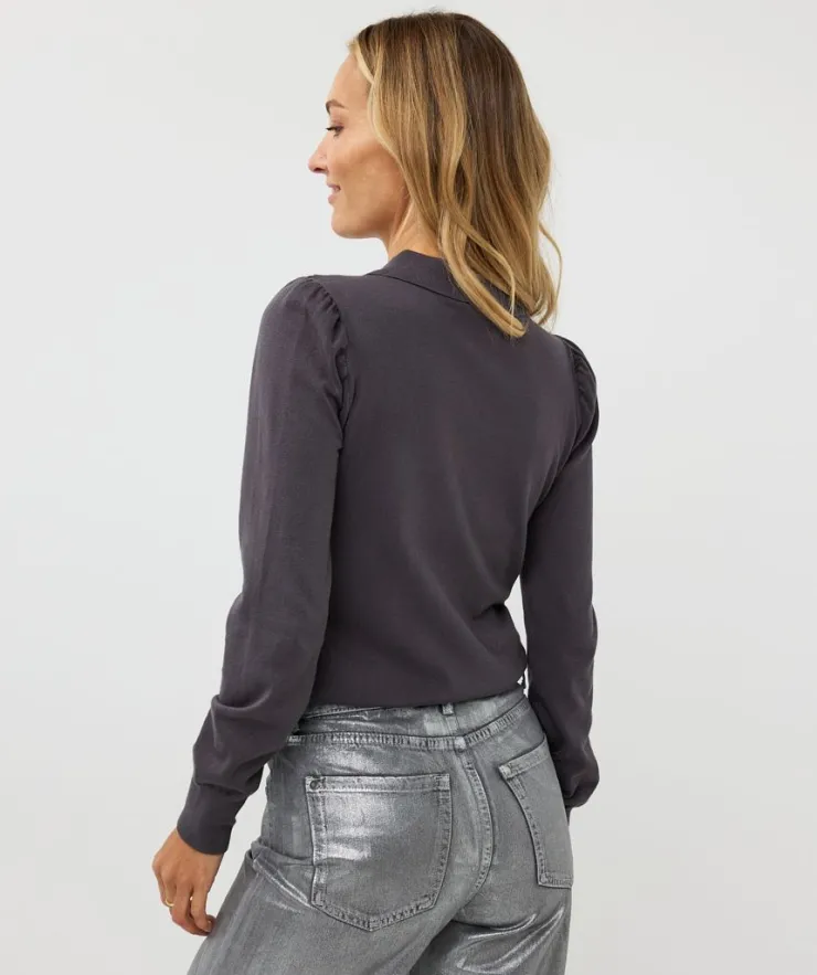 Sale Collared Button Detail Sweater In Sweaters