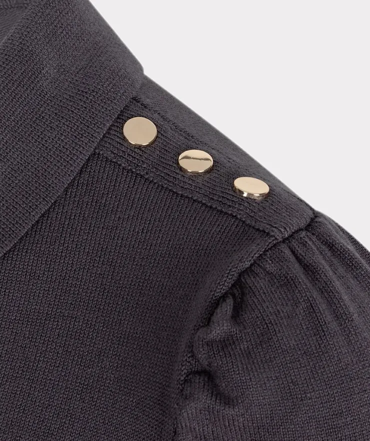 Sale Collared Button Detail Sweater In Sweaters