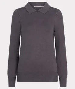 Sale Collared Button Detail Sweater In Sweaters