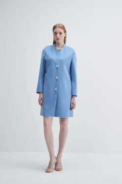 Fashion Crystal Button Lady Coat In Blue All Outerwear|Shop All Matching Sets