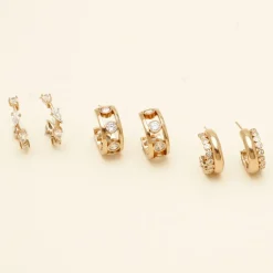 Best Crystal Hoops Gift Set In Gold Earrings