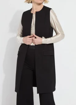Outlet Denver Ponte Sleeveless Coat In Black All Outerwear