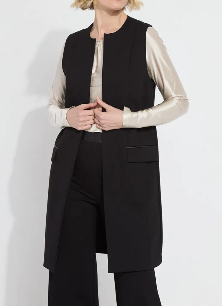Outlet Denver Ponte Sleeveless Coat In Black All Outerwear