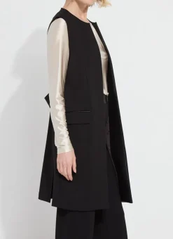 Outlet Denver Ponte Sleeveless Coat In Black All Outerwear