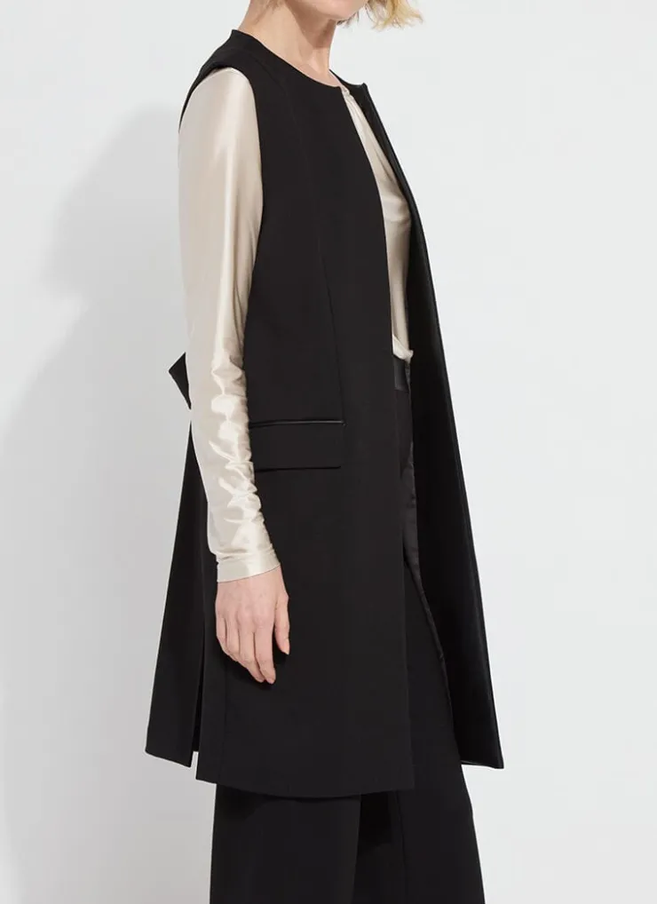 Outlet Denver Ponte Sleeveless Coat In Black All Outerwear