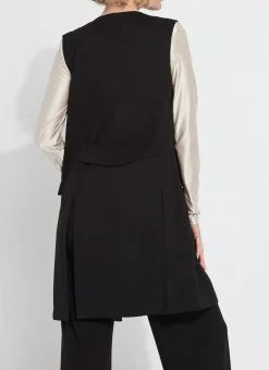 Outlet Denver Ponte Sleeveless Coat In Black All Outerwear