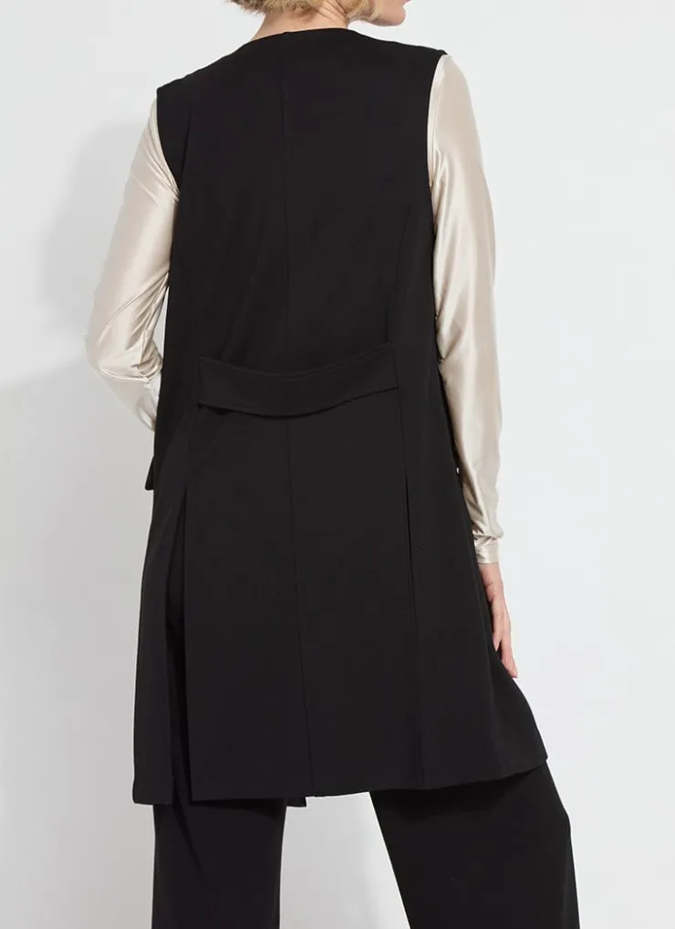 Outlet Denver Ponte Sleeveless Coat In Black All Outerwear