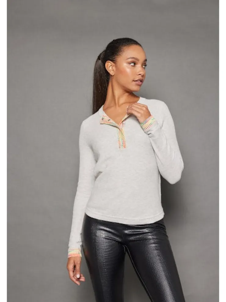 Discount Double Track Henley Sweater In Sweaters
