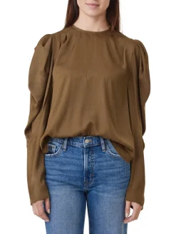 Discount Draped Long Sleeve Top In Blouses