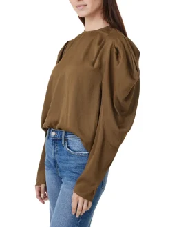 Discount Draped Long Sleeve Top In Blouses