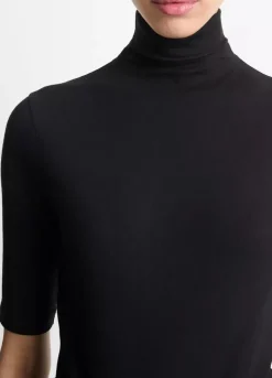 New Elbow Sleeve Turtleneck Top In Basics And Tees