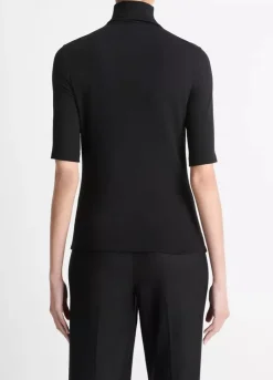 New Elbow Sleeve Turtleneck Top In Basics And Tees