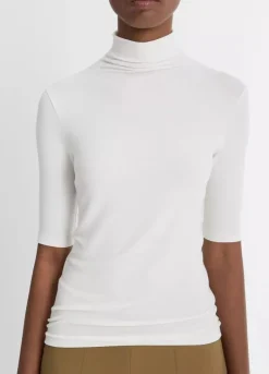New Elbow Sleeve Turtleneck Top In Basics And Tees