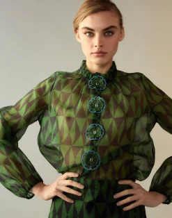 Outlet Evergreen Silk Organza Shirt In Blouses