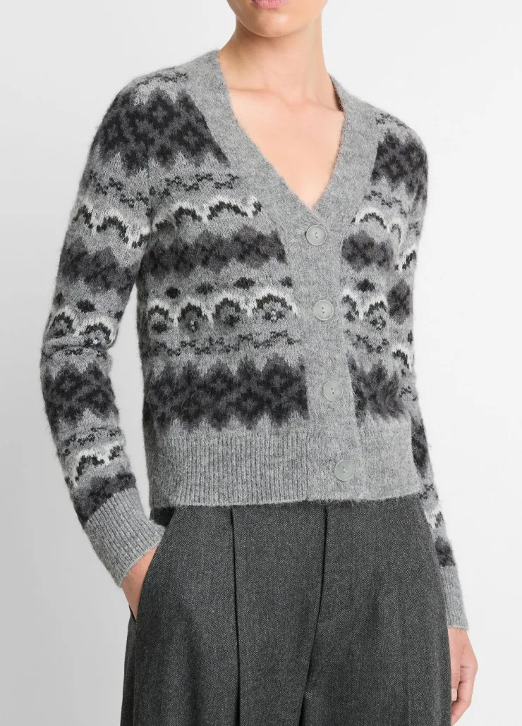 Clearance Fair Isle Cardigan In Heather Sweaters