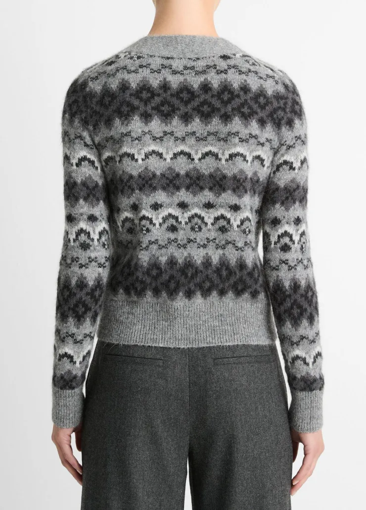 Clearance Fair Isle Cardigan In Heather Sweaters