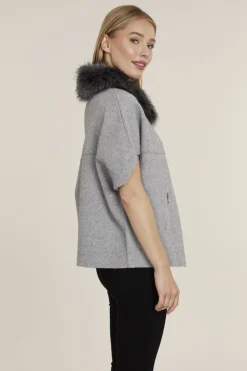 Best Faux Fur Collar Knit Cardigan In Sweaters
