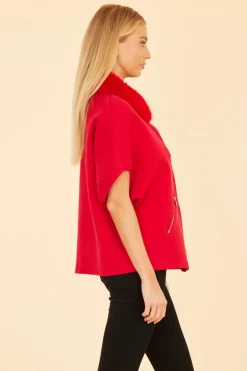 Discount Faux Fur Collar Knit Cardigan In Sweaters