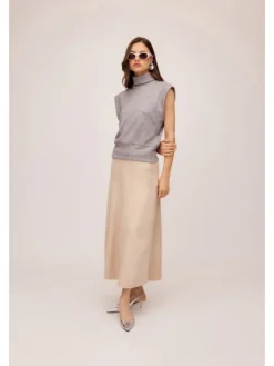 Fashion Faux Suede Midi Skirt In Skirts