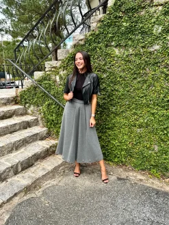 Outlet Fleece Midi Skirt In Grey Skirts