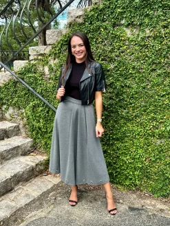 Outlet Fleece Midi Skirt In Grey Skirts