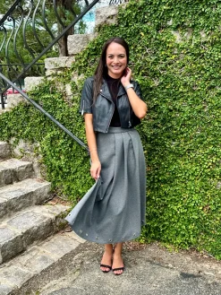 Outlet Fleece Midi Skirt In Grey Skirts