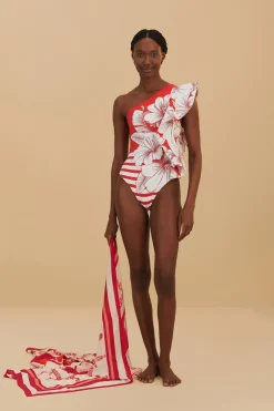 Online Floral Chains Sarong In Red Shop All Swim