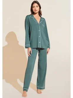 Hot Gisele Long PJ Set In Forest All Loungwear