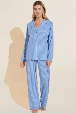 New Gisele Modal Long PJ Set In Nordic Stripes Vista All Loungwear
