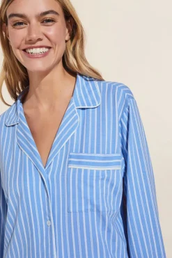 New Gisele Modal Long PJ Set In Nordic Stripes Vista All Loungwear