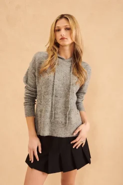 Fashion Heathered Hooded Sweater In Overcast Sweaters