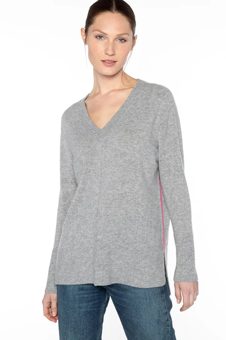 Fashion Hi-Low Piped Each V Neck Sweater In /Rosetta Sweaters