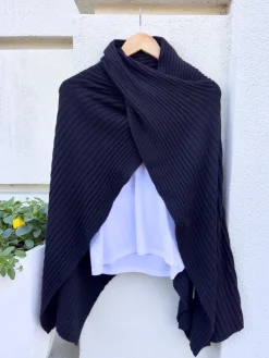 Hot Hybrid Ribbed Cape In Sweaters