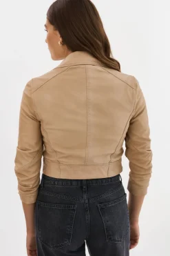Hot Janika Cropped Leather Biker Jacket In All Outerwear
